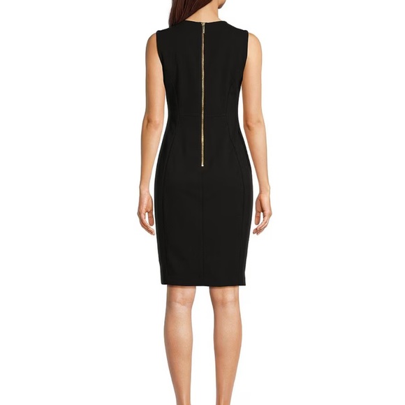 NWT CALVIN KLEIN Sleeveless Seam Front Scuba Crepe Crew Neck Sheath Dress 4 - Picture 13 of 13